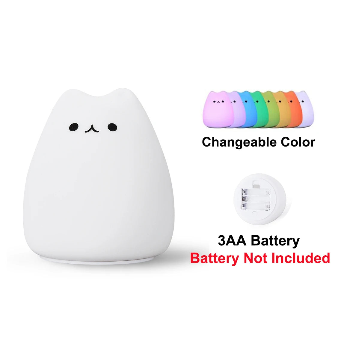 Touch Night Light Colorful Cat Silicone Animal Light Led Cartoon Lamp Bedroom Decoration Lights Bedside Lighting - V.I.P Digital Presence
