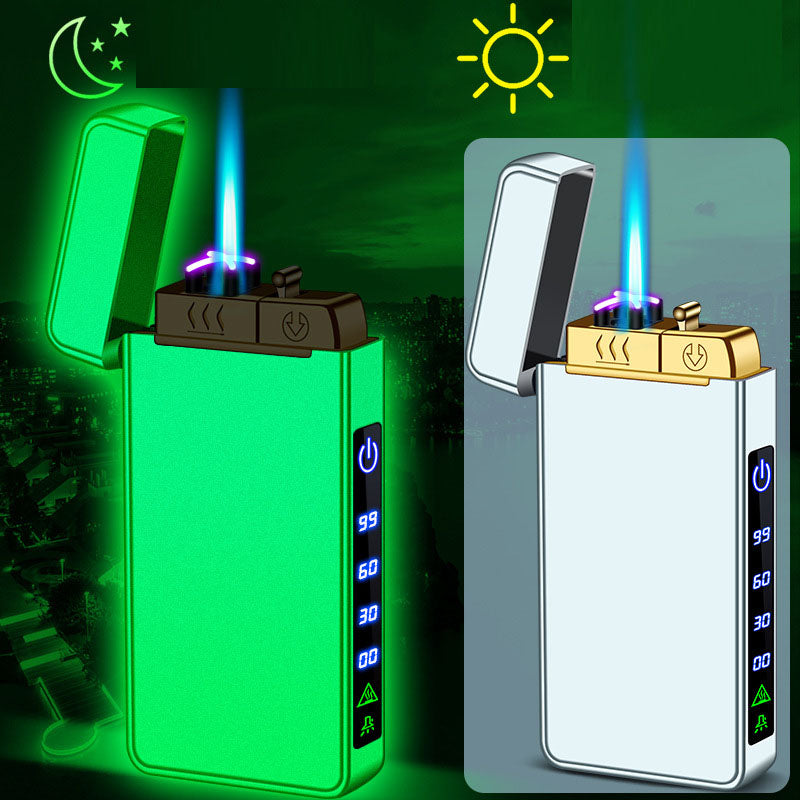 Gas electric triple fire metal windproof inflatable charging lighter personalized and creative trendy gift for boyfriend - V.I.P Digital Presence