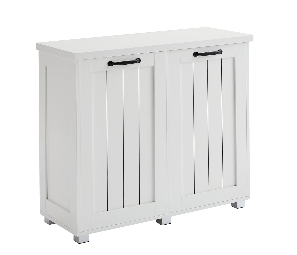 Two room inclined garbage bin, anti pet kitchen garbage bin with cutting board, independent laundry sorting cabinet, white - V.I.P Digital Presence