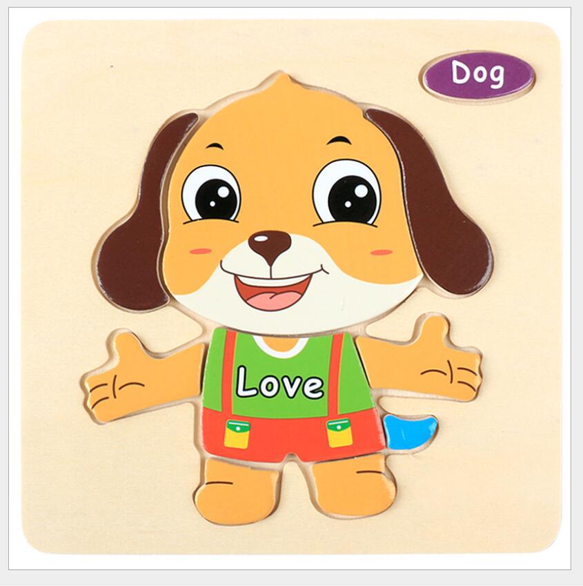 Rompecabezas 3D de madera para niños, juguete educativo de aprendizaje temprano con dibujos de animales, vehículo, rompecabezas de madera, #L505