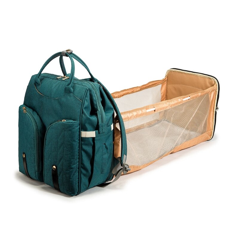Baby Infant Nappy Changing Bag Portable Large Capacity Folding Crib Diaper Backpack Stroller Straps Pad for Travel Outdoor 28GD - V.I.P Digital Presence