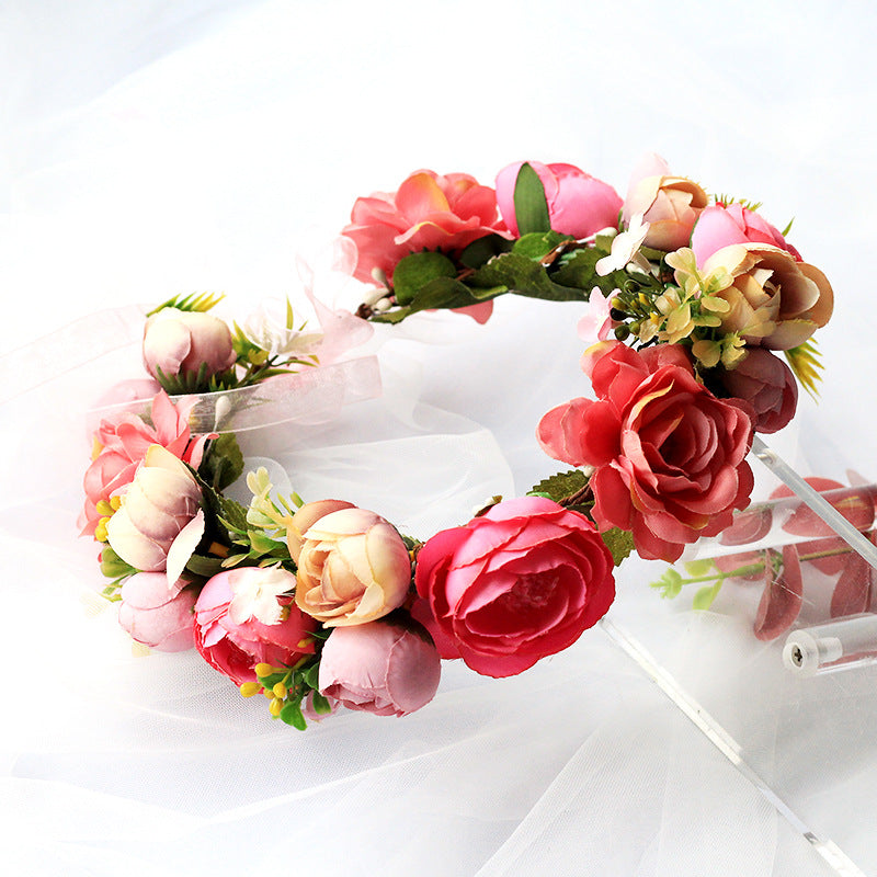 Wreath, European and American fashion, women's simulated flower hair accessories, Hawaiian wedding photography, headwear, headwear for women - V.I.P Digital Presence