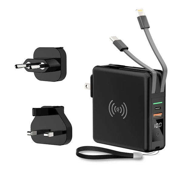 Power Bank 10000mAh With AC Plug 15W Fast Wireless Charging Powerbank USB Type C Mobile Phone Wall Charger for iPhone 14 Xiaomi - V.I.P Digital Presence