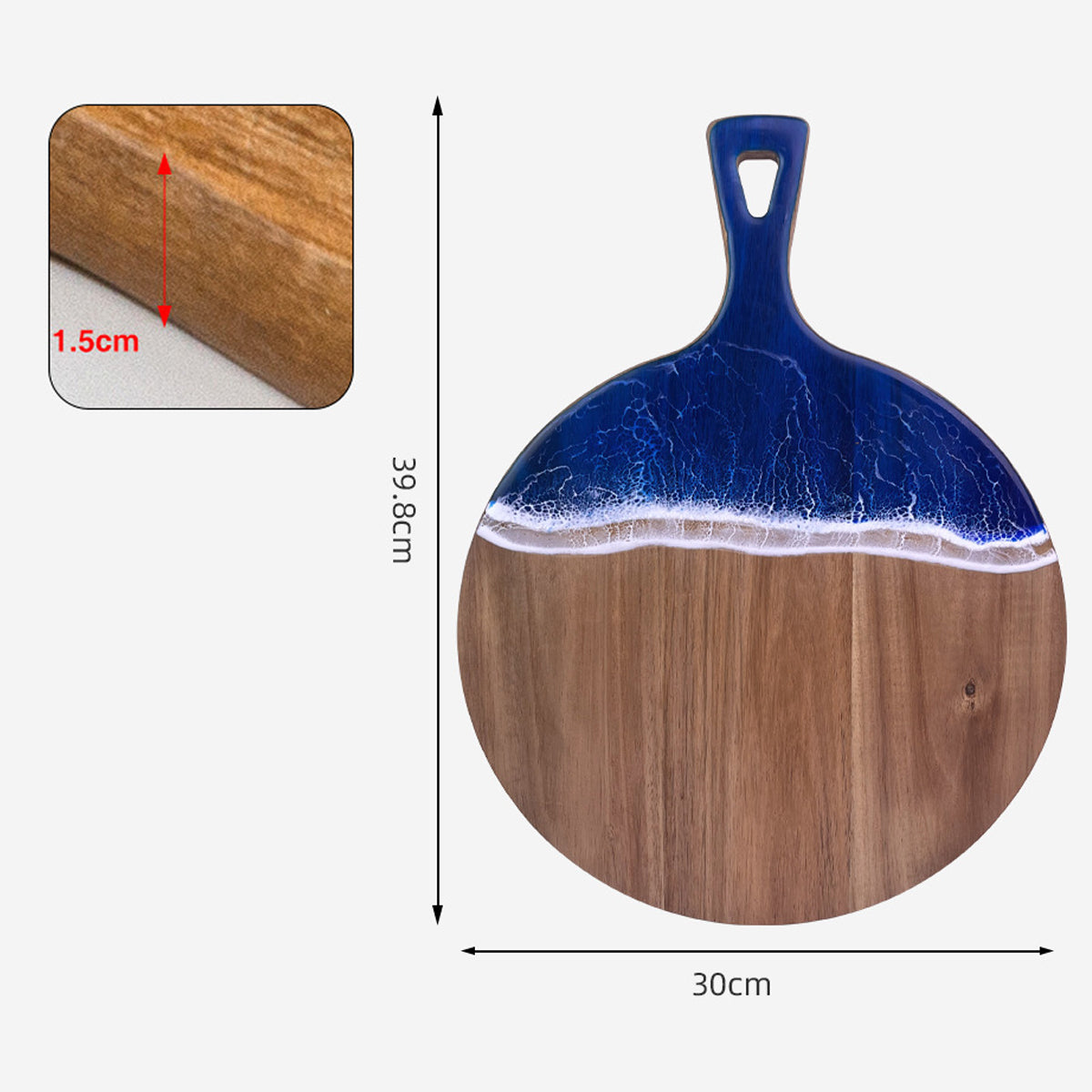 Wood Cutting Board Resin Blue green Wave Pattern - V.I.P Digital Presence