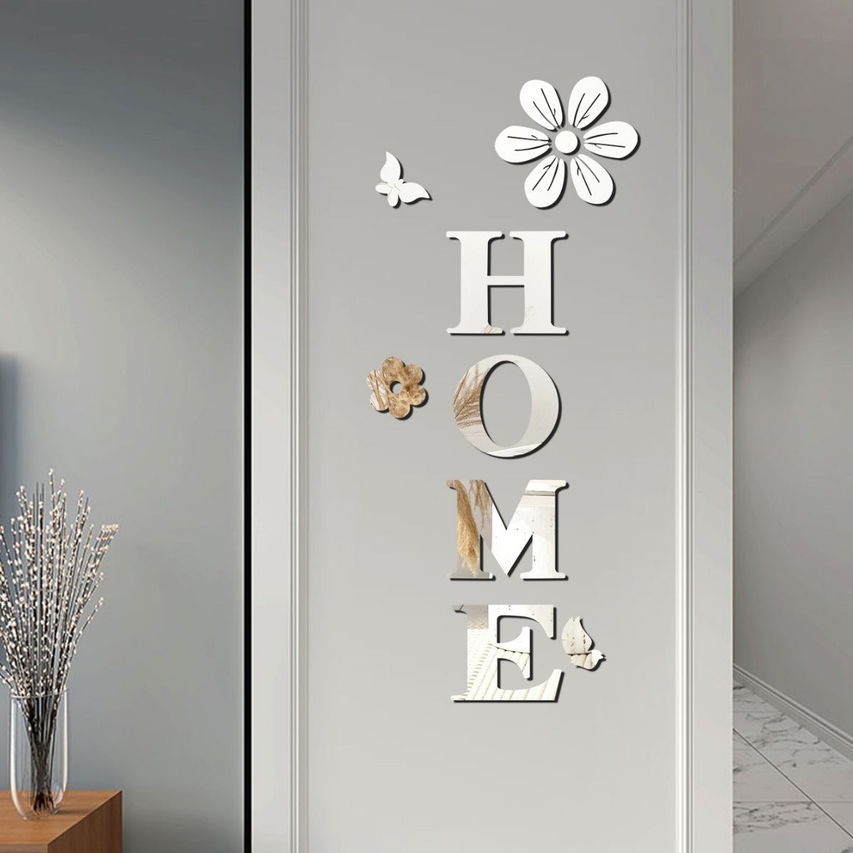Acrylic mirror wall stickers flowers home decoration letters soft mirror self-adhesive wall stickers - V.I.P Digital Presence