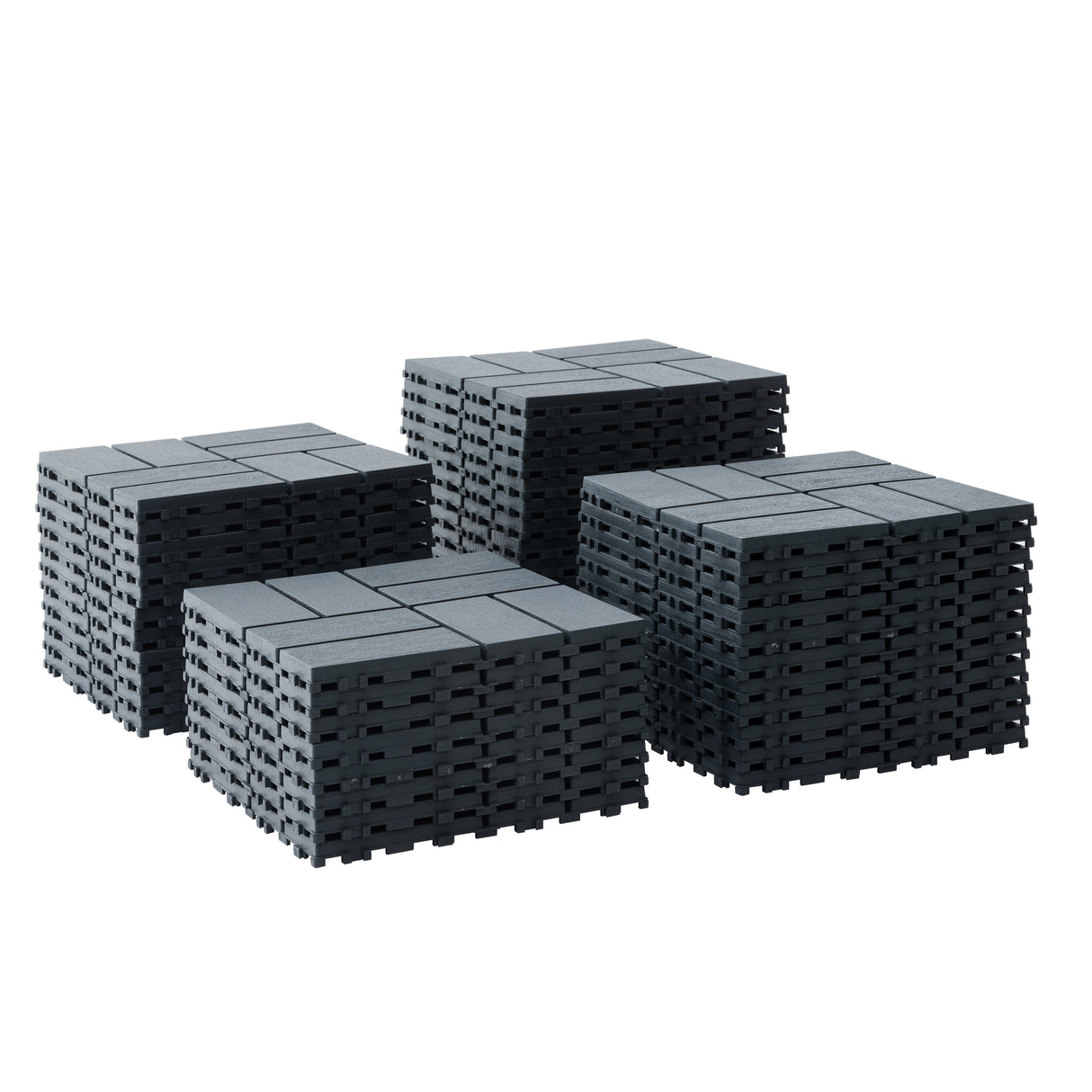 Plastic interlocking deck tiles, 44 terrace deck tiles, 12 "x12" square waterproof terrace floor tiles, gray - V.I.P Digital Presence