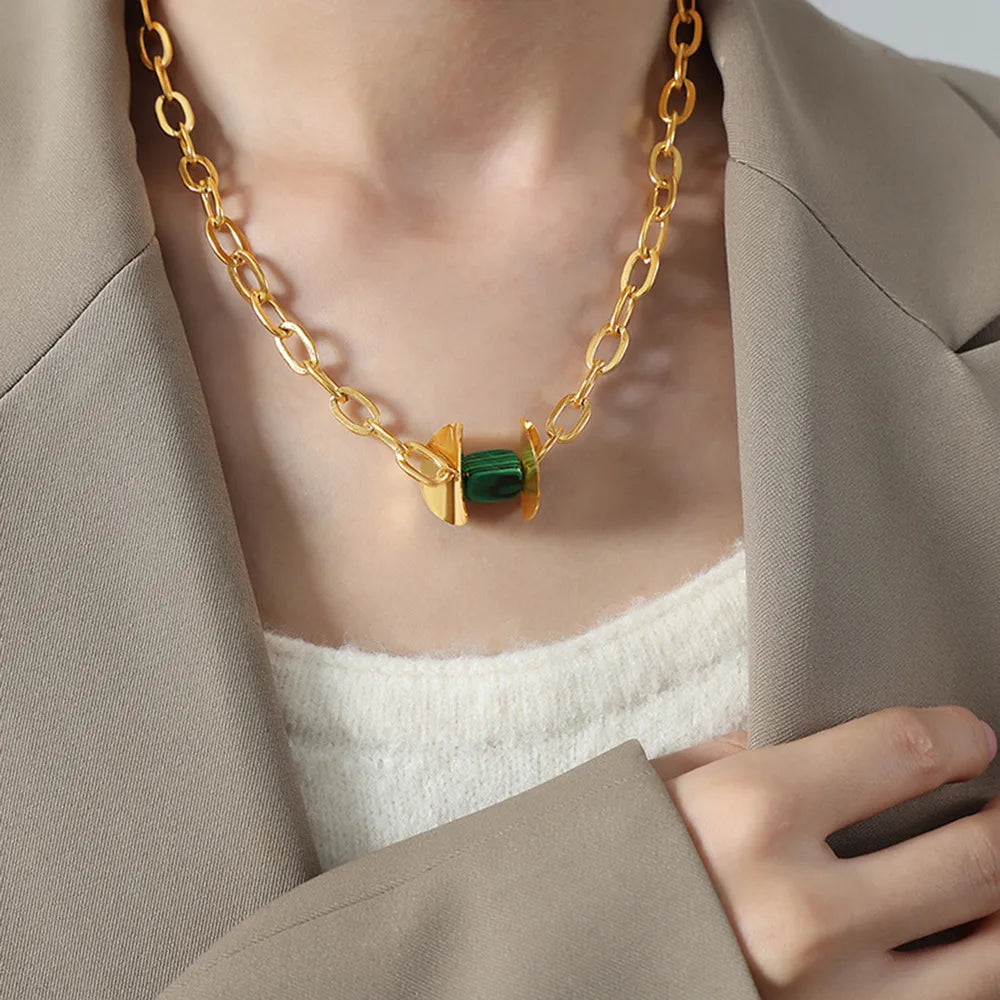 Natural Stone Pendant Titanium Steel Necklace - V.I.P Digital Presence
