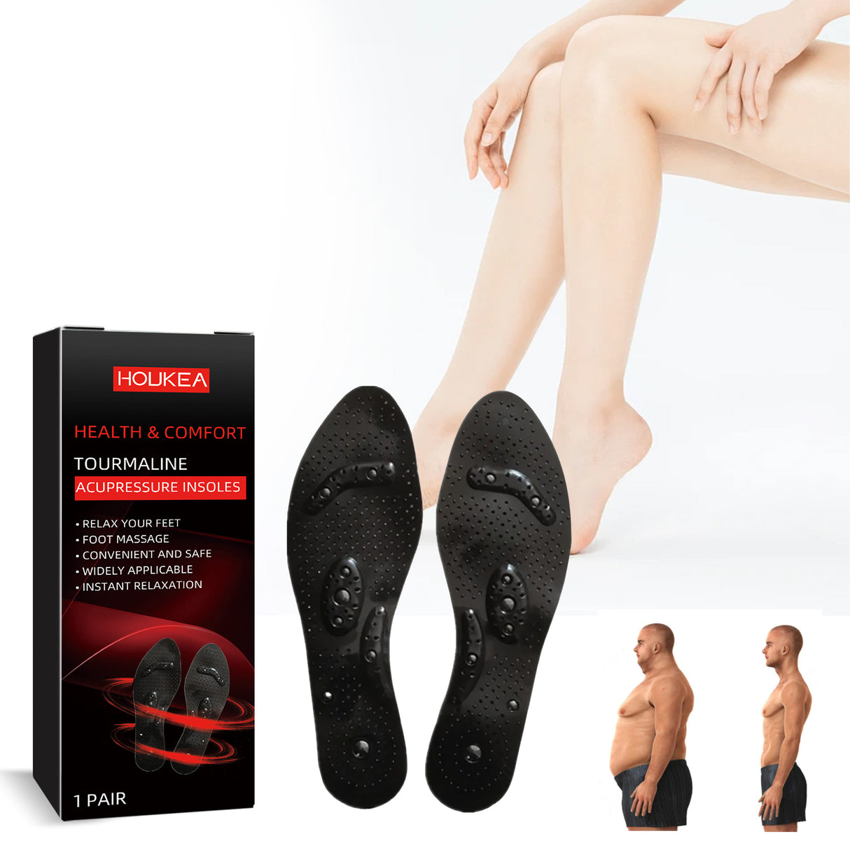 Tourmaline Acupressure Insoles, Foot Care Vein Repair Body Toning Body Care Foot Pads - V.I.P Digital Presence