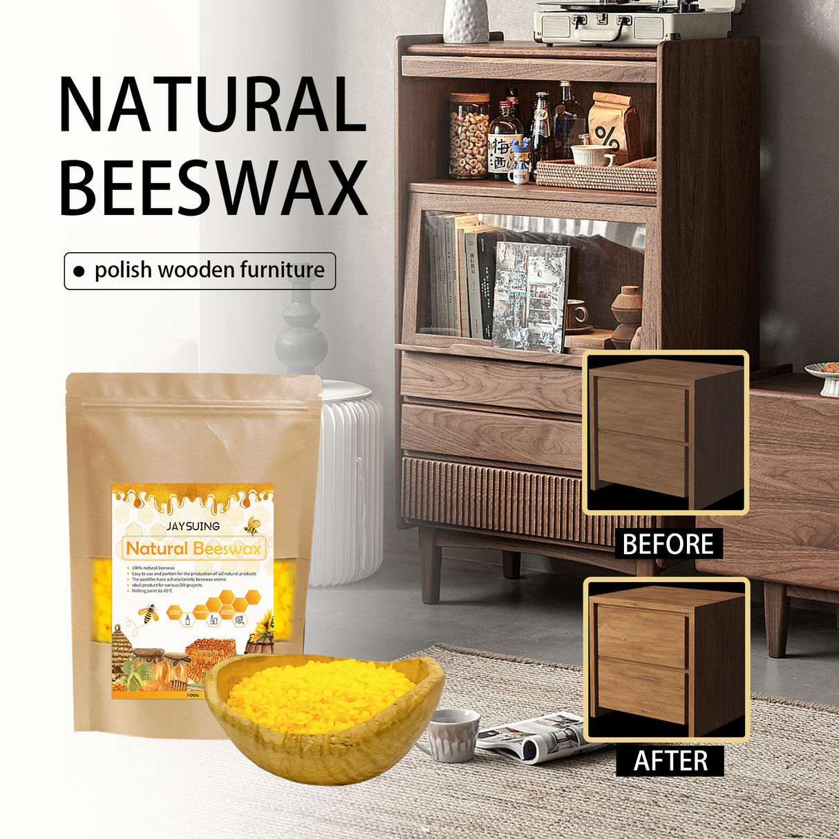 Beeswax Granules, Household Handmade Beeswax Sofa Floor Brightening Maintenance Furniture Leather Care Wax - V.I.P Digital Presence