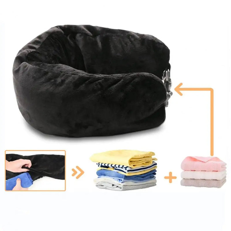 Fillable Neck Pillow Space-saving Portable Travel Pillow Refillable Fillable Clothes Neck Support Cushion For Car Train Airplane - V.I.P Digital Presence