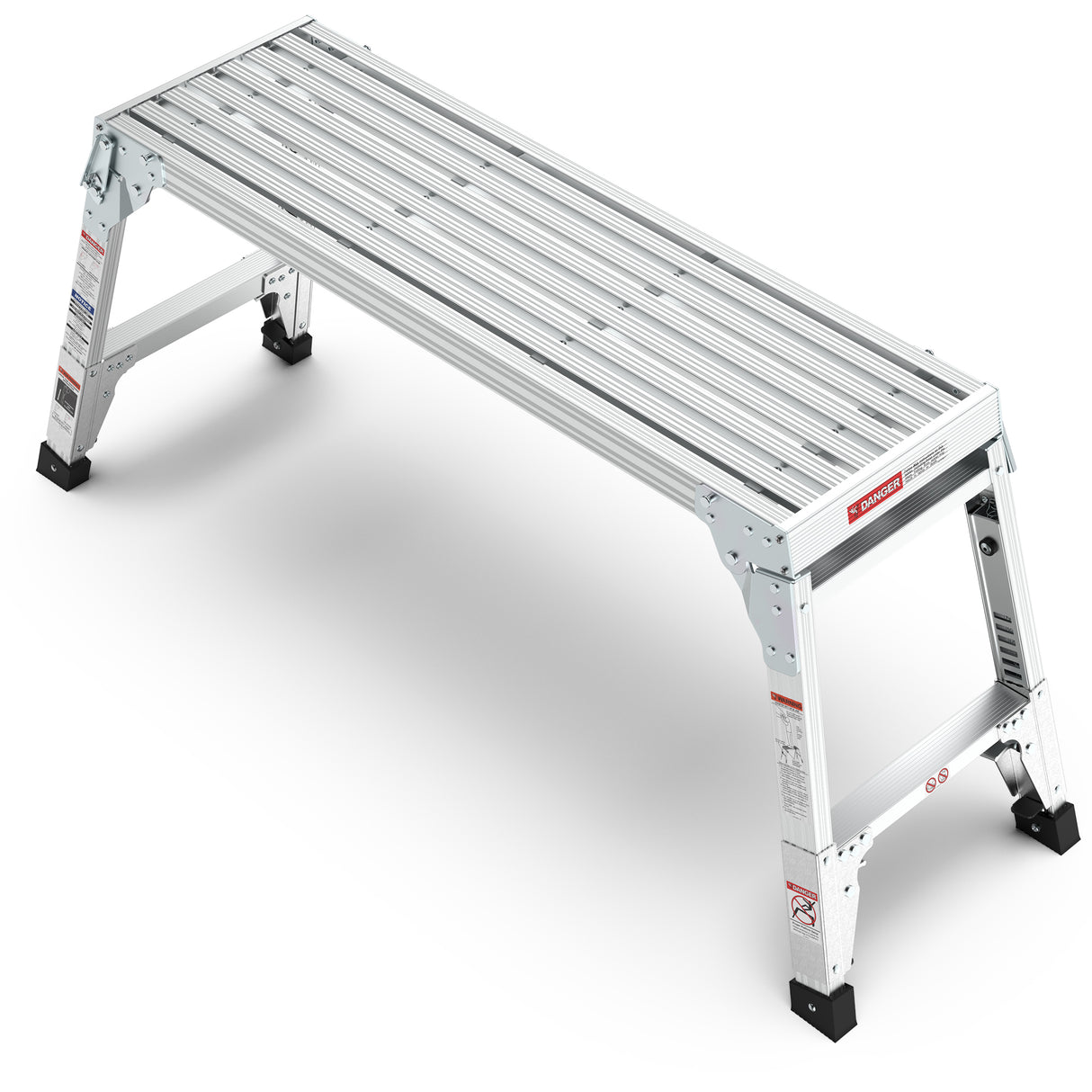 Aluminum Work Platform Large Size Step Stool Folding Portable Work Bench 40" Width Telescopic Feet 22" -27.5" Height Adjustable - V.I.P Digital Presence