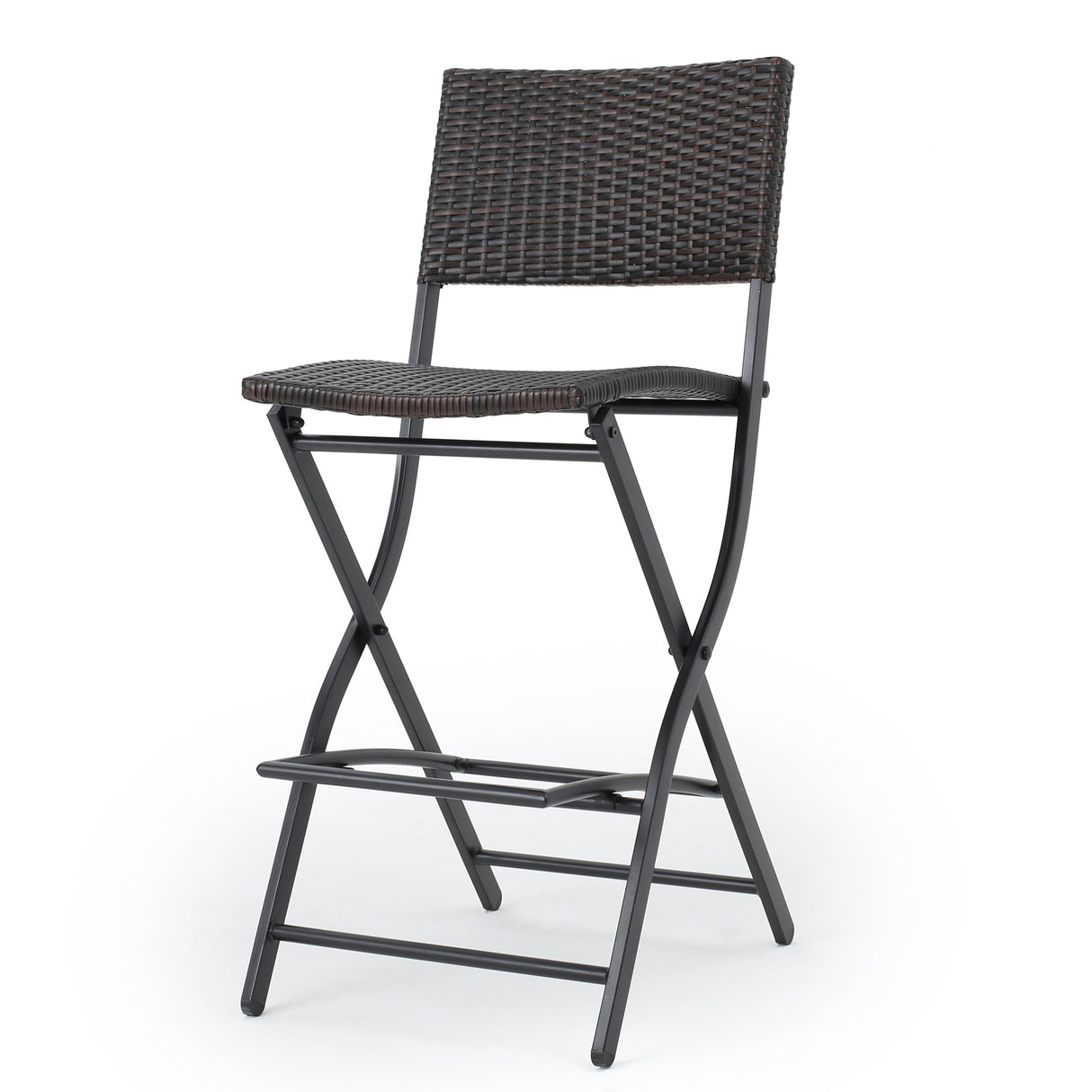 Outdoor Wicker Barstools Faux Rattan Patio Bar Stool Foldable Chair, 2-Pcs Set, Multibrown - V.I.P Digital Presence