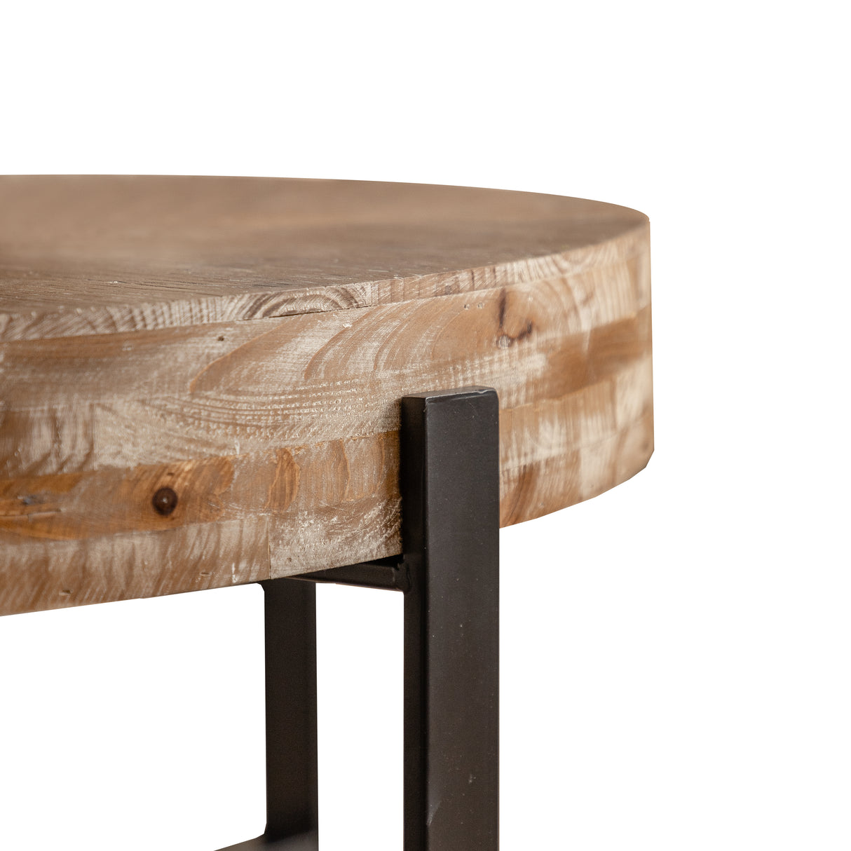 31.29"Modern Retro Splicing Round Coffee Table Fir Wood Table Top with Cross Legs Metal Base(Same SKU:W757123560)