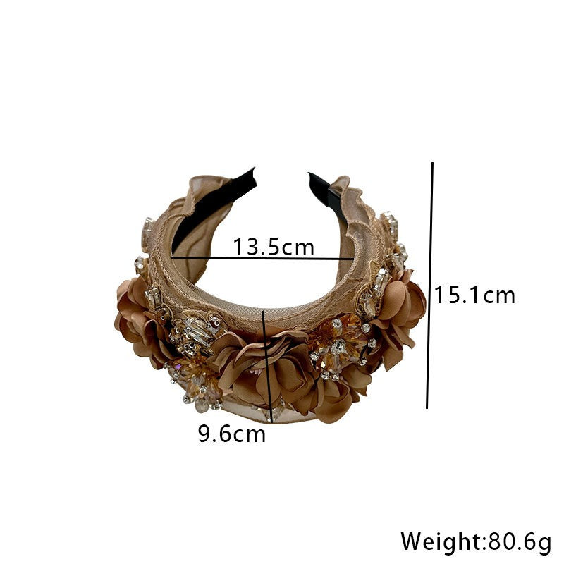 Fabric Flower Heavy Industry Wide Edge Crystal Super Immortal Women's Headband Headwear - V.I.P Digital Presence