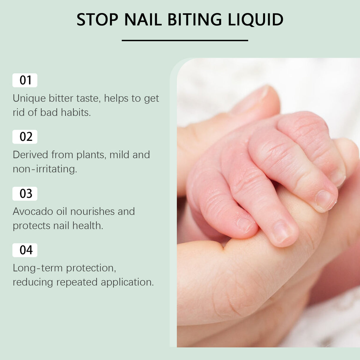 Loción amarga para el cuidado de las uñas antimordeduras con ingredientes suaves para niños que comen amargos de manos para protegerse contra la mordedura de uñas.