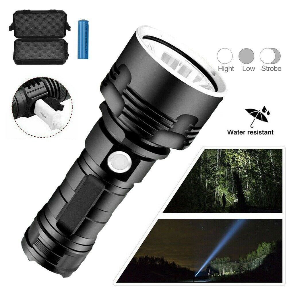 New P50 Strong Light Fixed Focus Flashlight Power Display USB Charging Outdoor Lighting Strong Light Flashlight - V.I.P Digital Presence