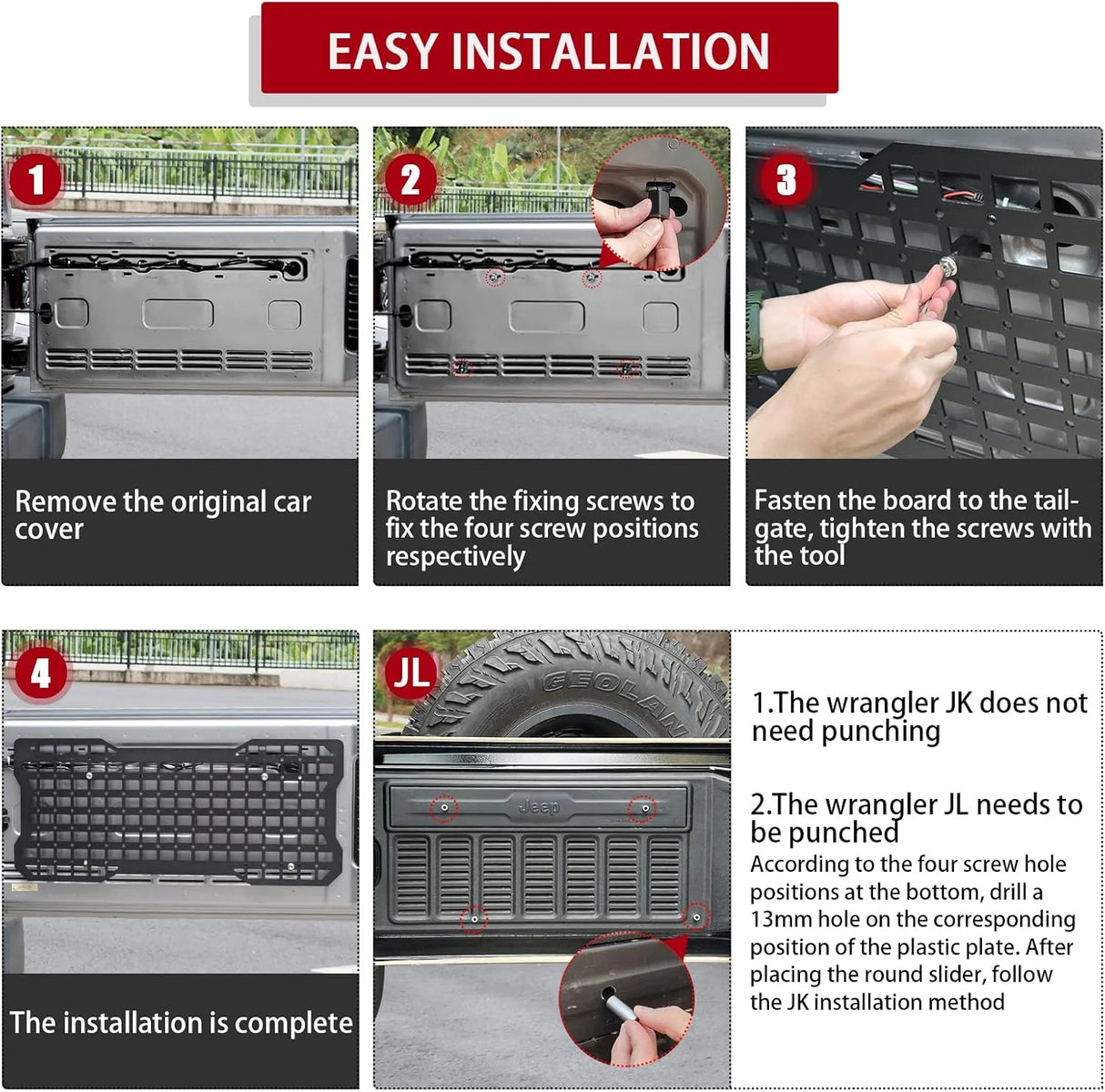 JK&JL Tailgate Tactical Panel for Wrangler Tailgate Tool Kit/JL Organizer Racks Compatible with Jeep Wrangler 2007-2022 JK JKU & - V.I.P Digital Presence