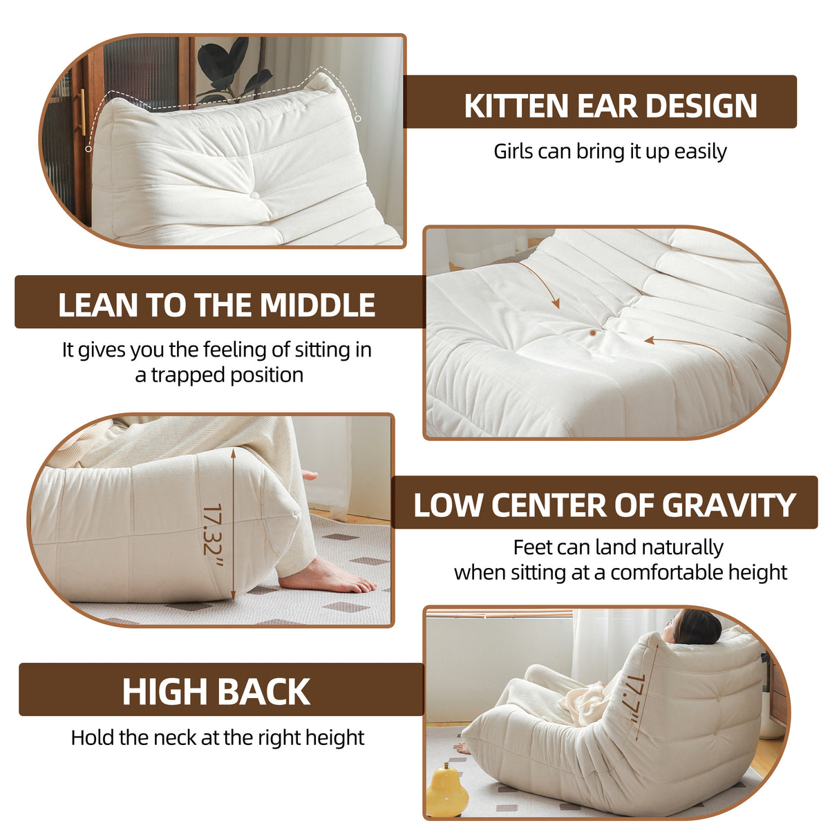 No Installation Bean Bag Chair Big Beanbag Chair Adults Bean Bag Lounger Foam Chair Living room or Gaming Venue Sofa in a box - V.I.P Digital Presence