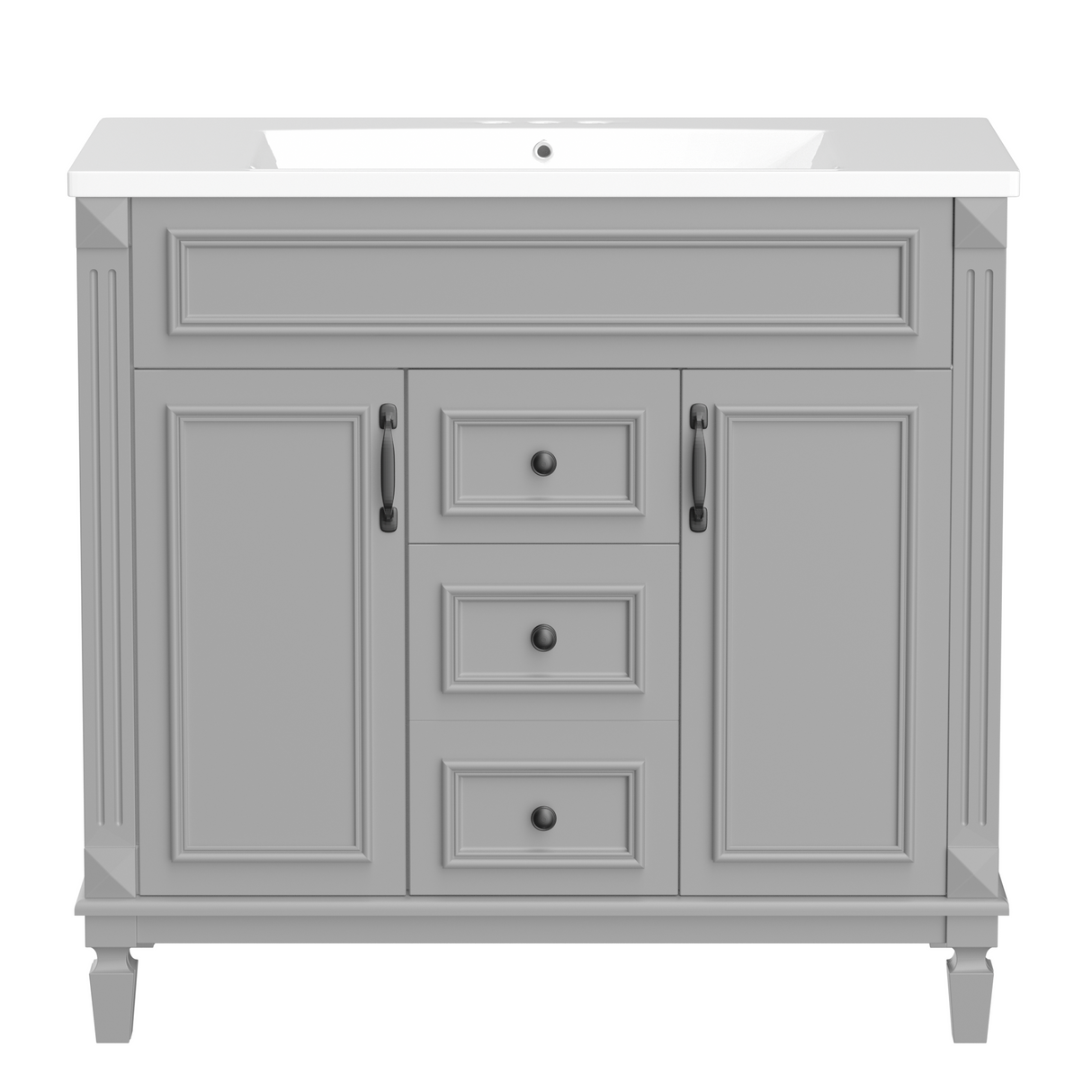 36'' Bathroom Vanity with Top Sink, Modern Bathroom Storage Cabinet with 2 Soft Closing Doors and 2 Drawers, Single Sink Bathroo - V.I.P Digital Presence