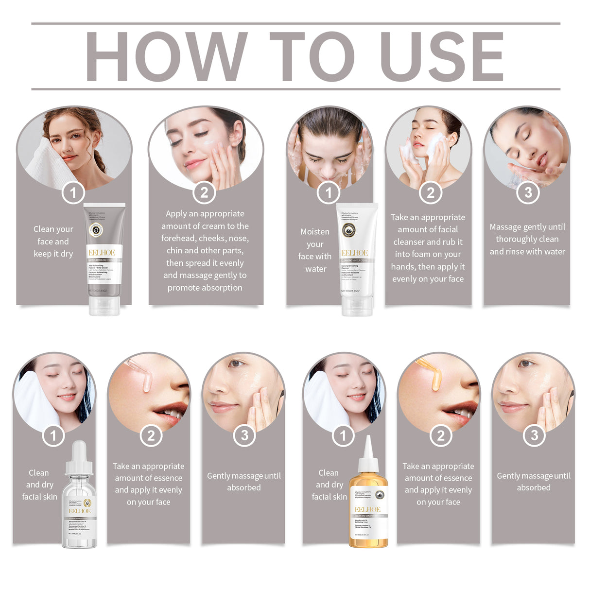 Set para el cuidado del acné, iluminador, hidratante suave, reparador de la piel, set facial hidratante