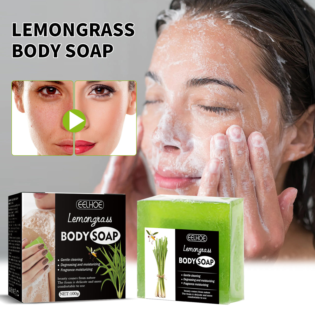Citronella Bath Soap Gently Cleanses Skin, Lightening Acne Mark, Hydrating Oil Control Whitening Non-Sticky Soap - V.I.P Digital Presence