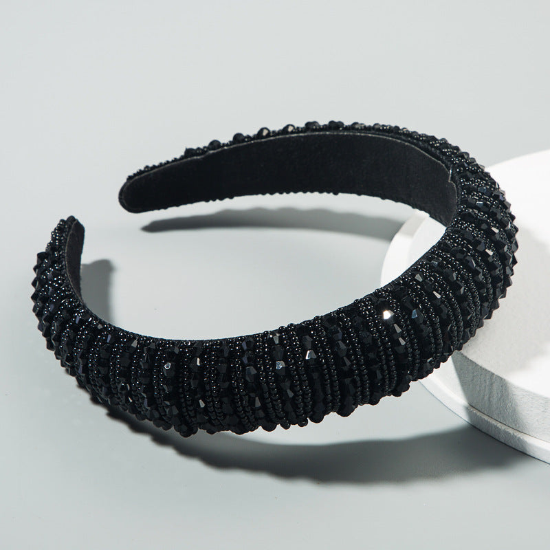 Hair Hoop Hand Woven Beaded Head Hoop Female Baroque Sponge Hair Bundle Korean Style Of The Net Red Face Wash Hair Accessories - V.I.P Digital Presence