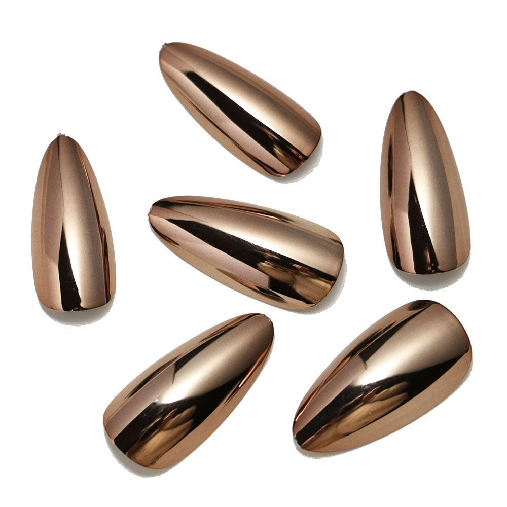 Wearable Nails European and American Style Electroplated Fake Nails Bronze Wearable Patch Manicure Nail Finished Products - V.I.P Digital Presence