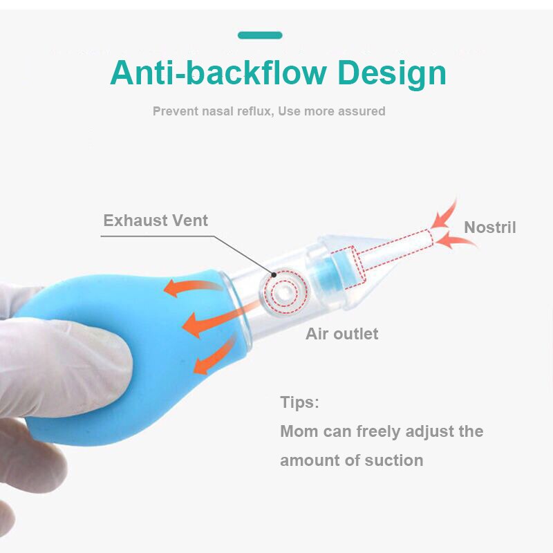 Infant silicone nasal aspirator pump type neonatal cold nasal mucus cleaner antibackflow baby nasal aspirator safe and non-toxic - V.I.P Digital Presence