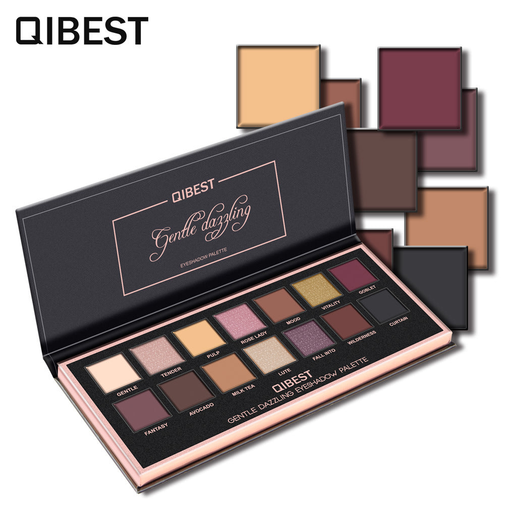QIBEST 14 Color Eyeshadow Palette Pearlescent Matte Eyeshadow Low-Key Luxury Velvet Glossy Eyeshadow - V.I.P Digital Presence