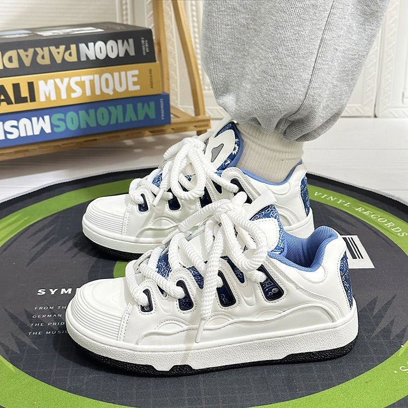 National trendy white shoes for men niche trendy thick soled sports sneakers for women - V.I.P Digital Presence