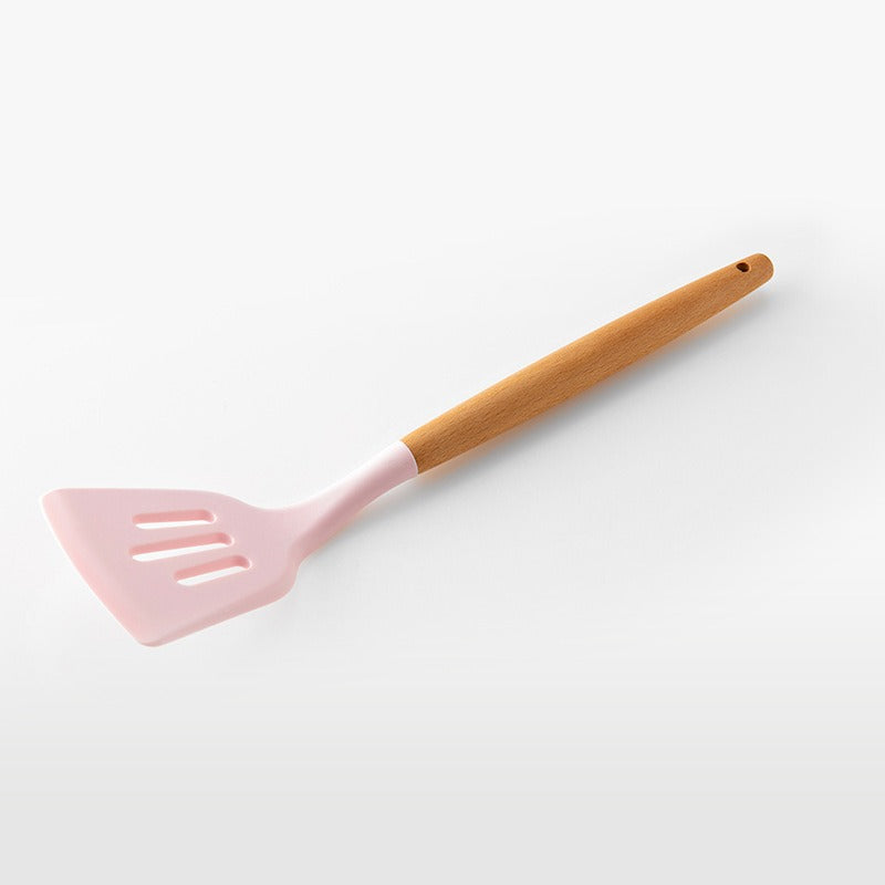 11-Piece Barreled Cooking Utensils Set With Wooden Handle Pink - V.I.P Digital Presence