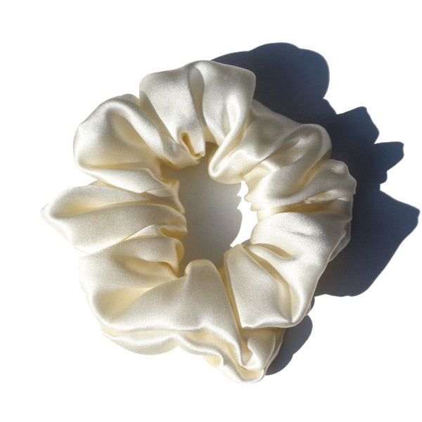 Pure Silk Large Scrunchies Ropes Hair Bands Ties Elastics Ponytail Holders for Women Girls Hair Accessories 19 Momme 3.5CM - V.I.P Digital Presence