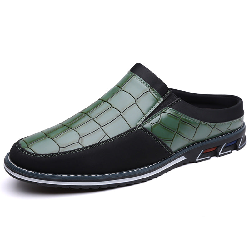 Men's Half-Slipper Leather Shoes Back Strap Slippers Big Size Toe-Covered Slippers - V.I.P Digital Presence