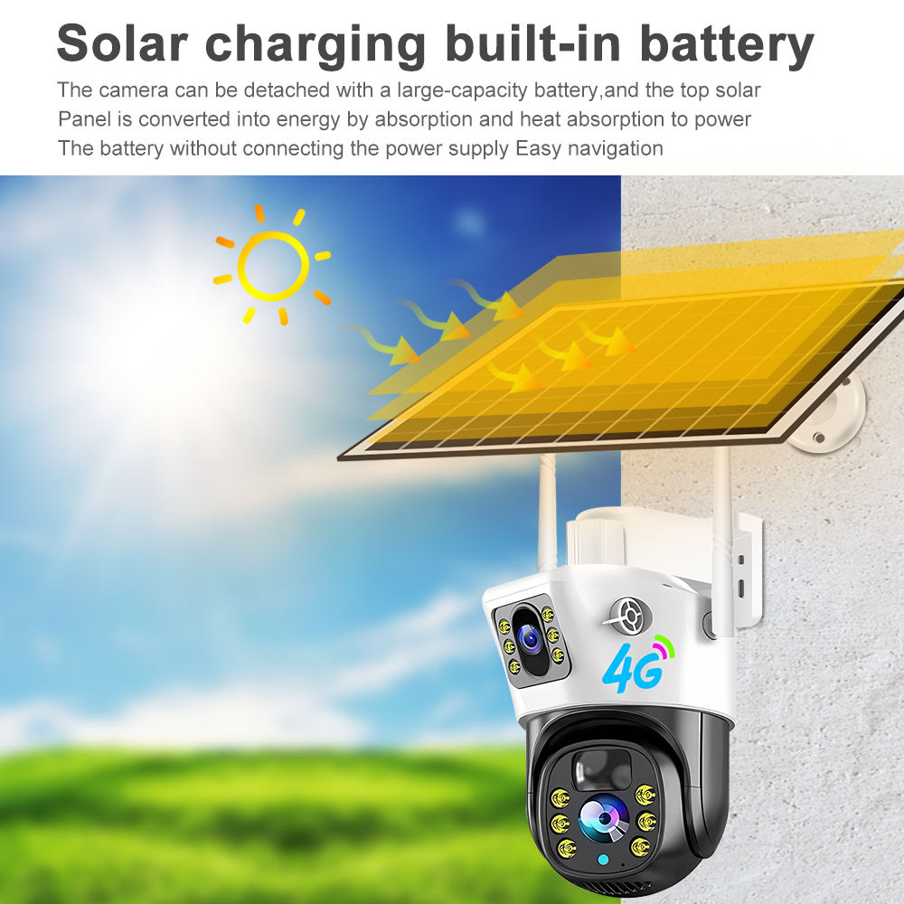 V380PRO 4G Solar Camera 4MP Dual Lens Home Security Camera With Solar Panel - V.I.P Digital Presence