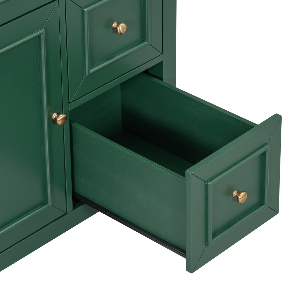 30" Bathroom Vanity with Sink Top, Bathroom Vanity Cabinet with Door and Two Drawers, Solid Wood Frame, One Package, Green - V.I.P Digital Presence
