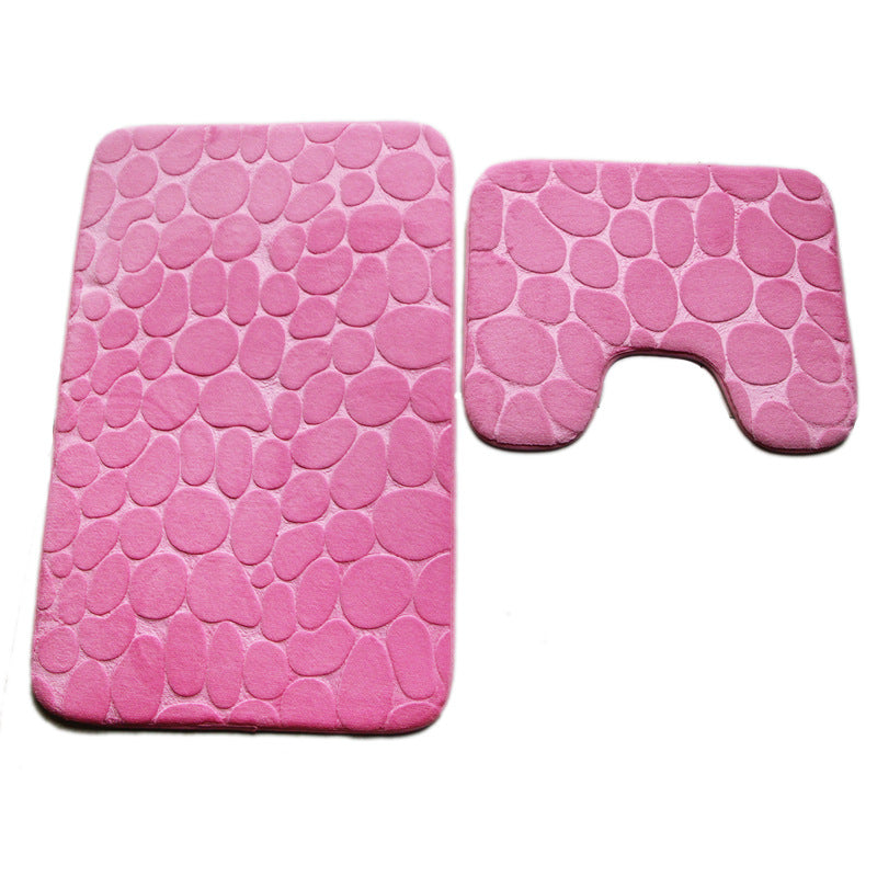 Embossed Stone Two-Piece Bathroom Toilet Floor Mat PVC Non-Slip Absorbent Carpet Door Mat - V.I.P Digital Presence