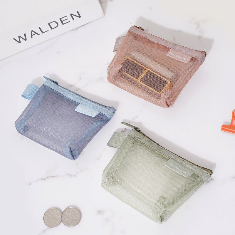Simple three-dimensional triangle mesh coin key earphone storage bag transparent storage bag - V.I.P Digital Presence
