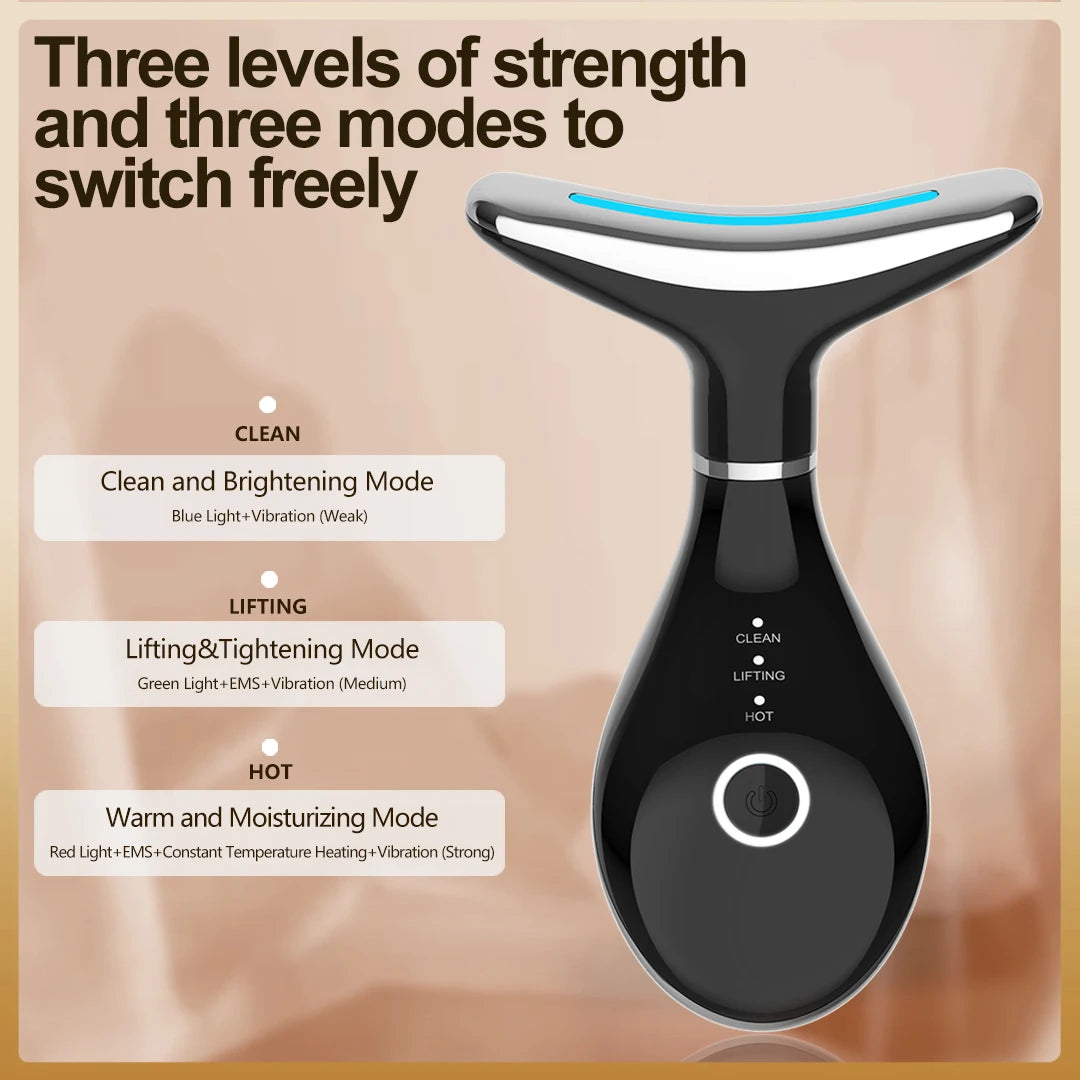 EMS Neck & Face Lifting Machine Skin Tightening Massager 3 Color LED Photon Facial Wrinkle Remover Newest Neck Beauty Device - V.I.P Digital Presence