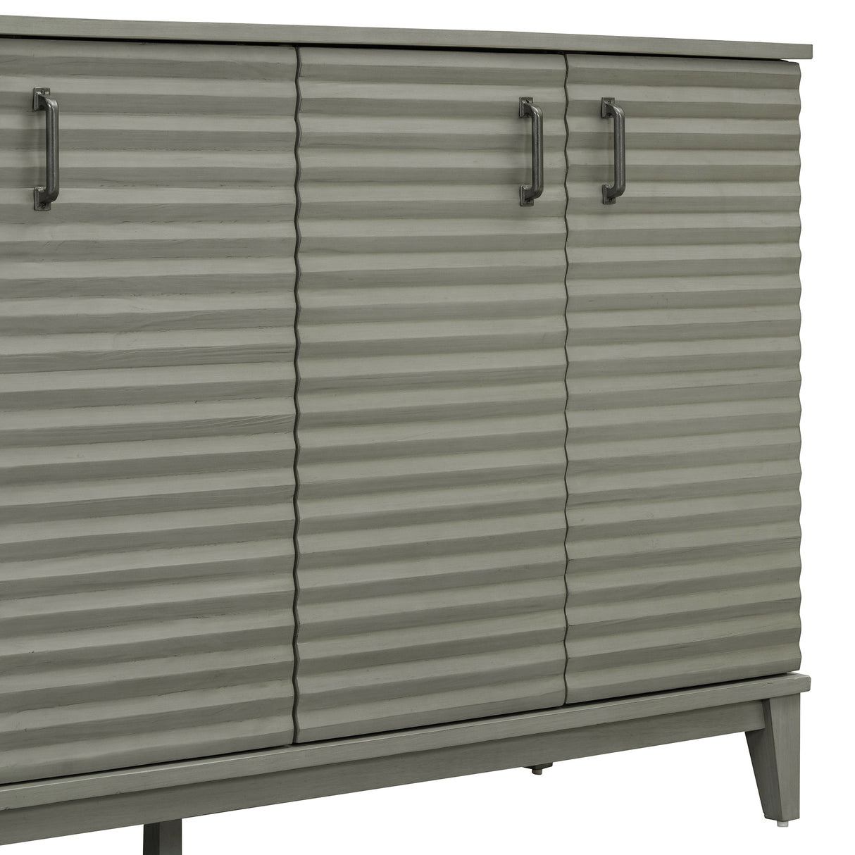 TREXM side panel with 4-door large storage buffet, adjustable shelves and metal handles (antique gray) - V.I.P Digital Presence