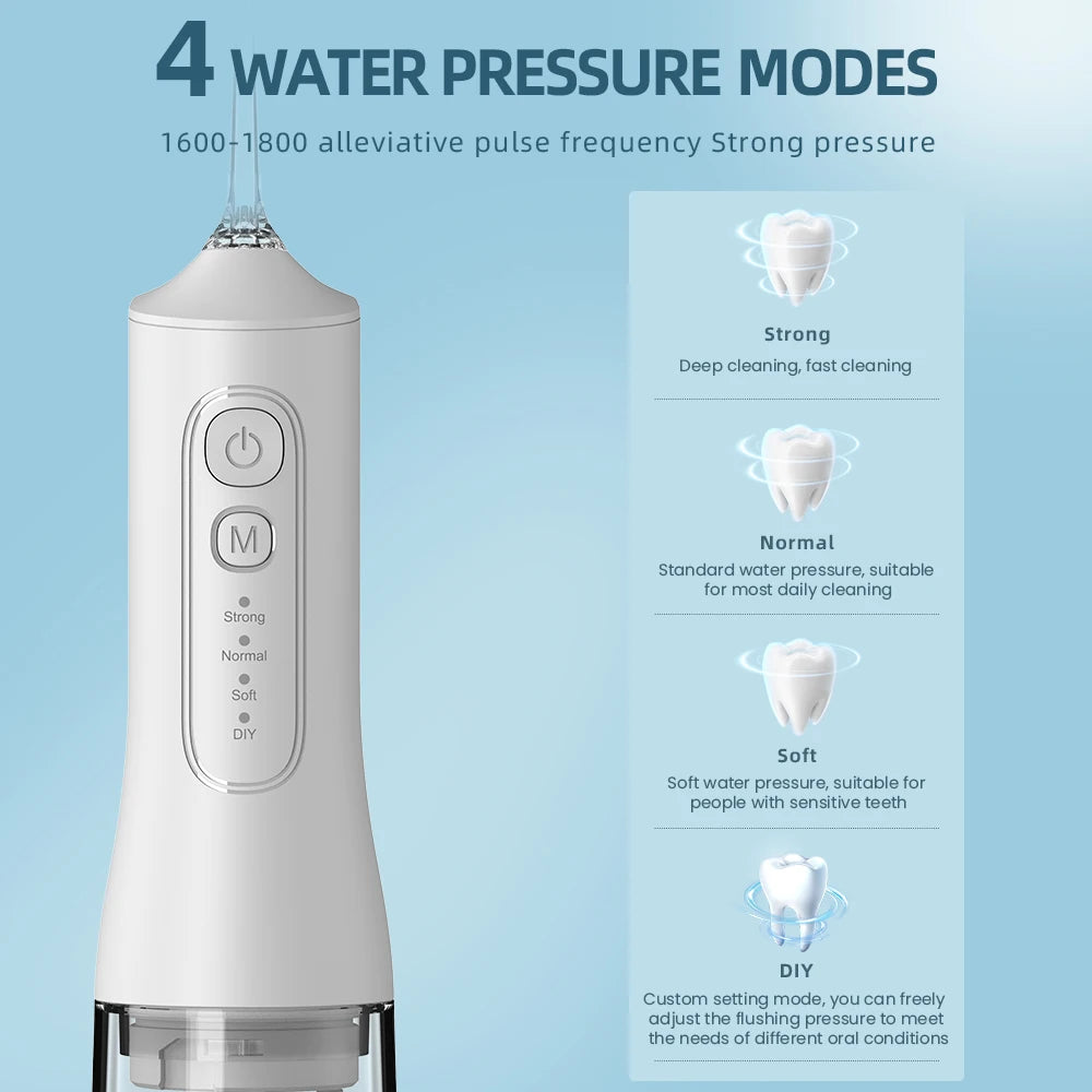 USB charging portable water flosser with four modes, 300ML water tank waterproof oral cleaner - V.I.P Digital Presence