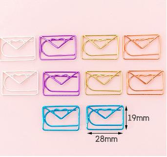 10 piezas/paquete de mini clips de papel con forma de estrella de cactus y helado, clips de carpeta transparentes de metal para papelería kawaii, fotos, tickets, notas y cartas.