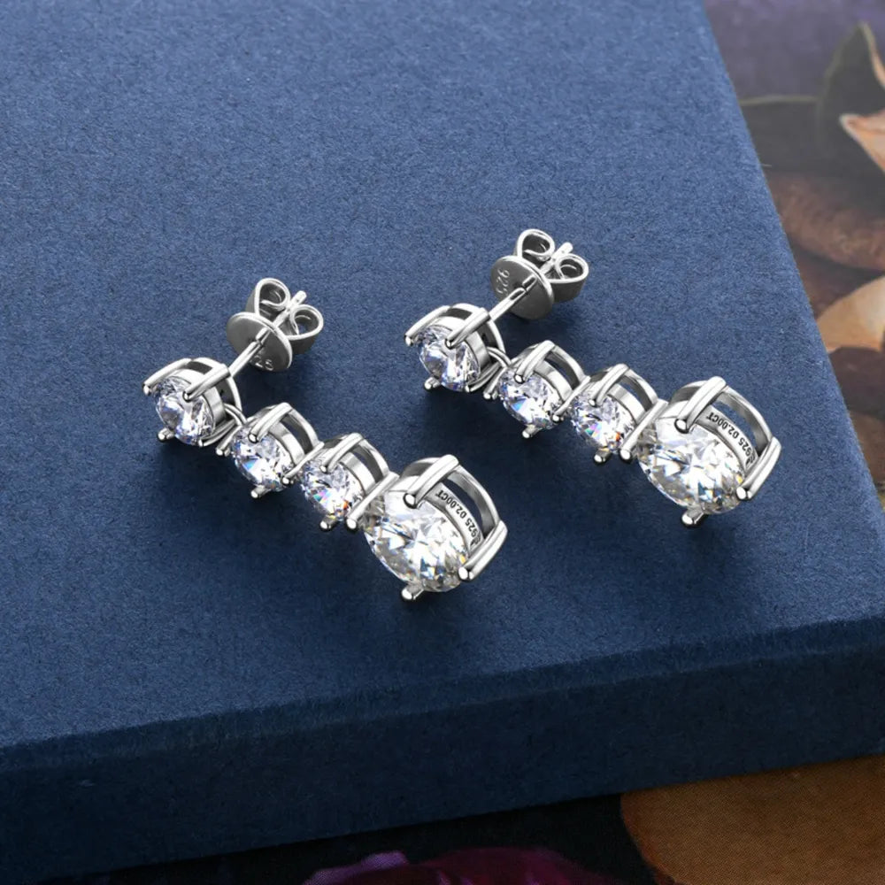 4 Carat Moissanite 925 Sterling Silver Earrings - V.I.P Digital Presence