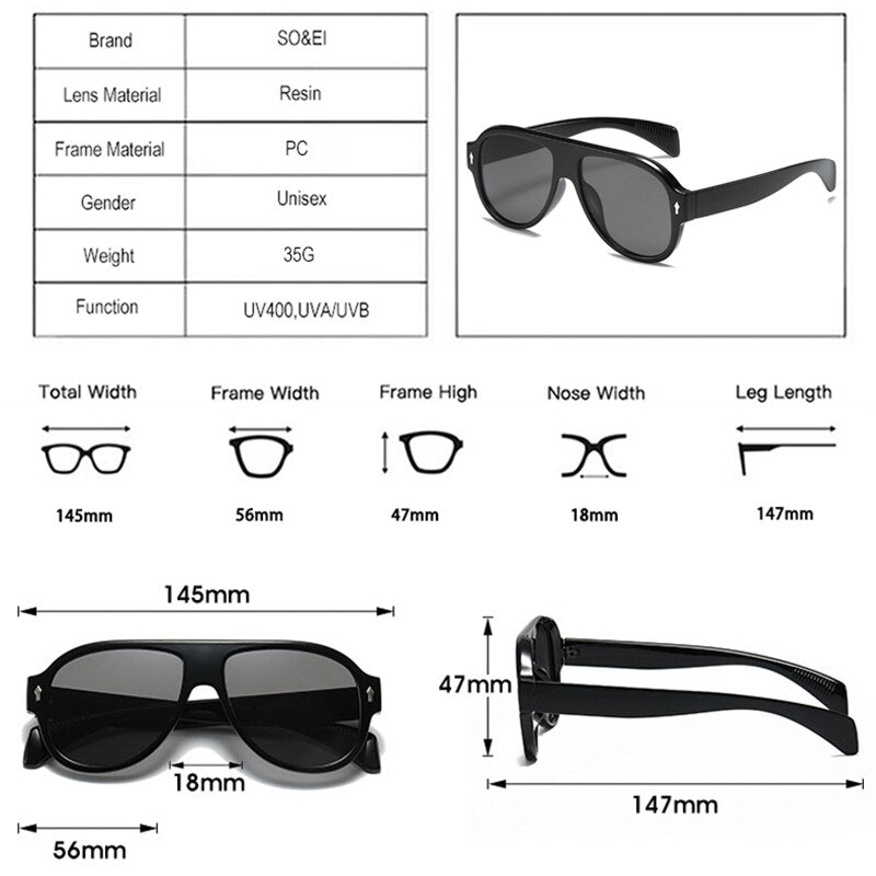 Retro Punk Men Pilot Sunglasses Fashion Rivets Decoration Gradient Eyewear Shades UV400 Women Trending Purple Sun Glasses - V.I.P Digital Presence