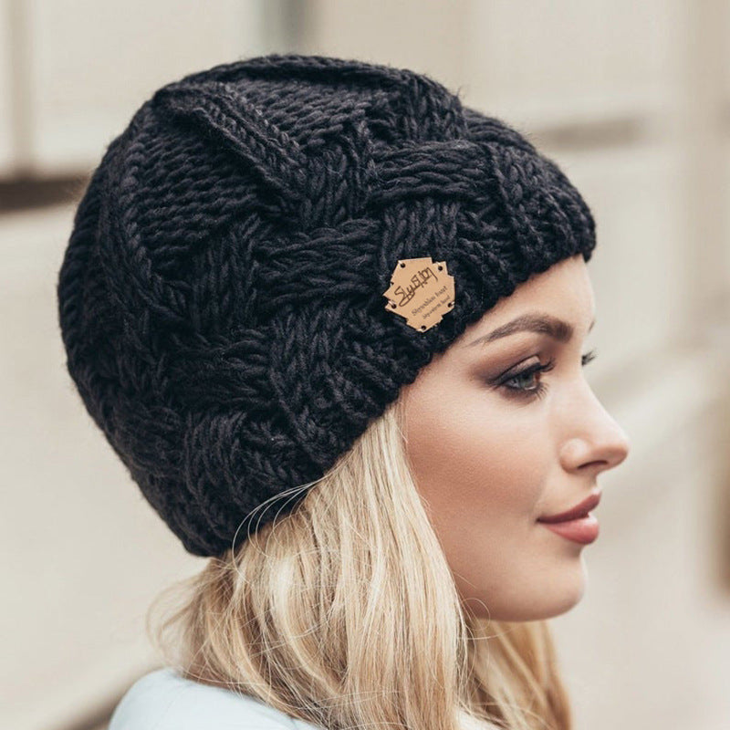 European and American retro style diamond grid coarse needle knitted hat for men and women, fashionable autumn and winter knitted hat - V.I.P Digital Presence