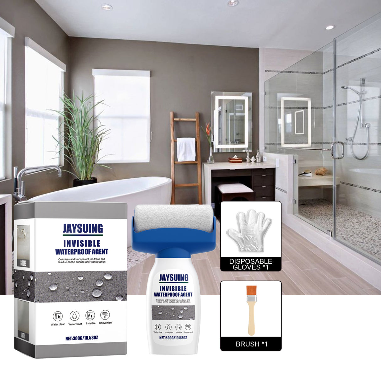 Roller Waterproof Glue, Home Waterproof Repair With Roller Brush Wear-Resistant Exterior Waterproof Paint - V.I.P Digital Presence