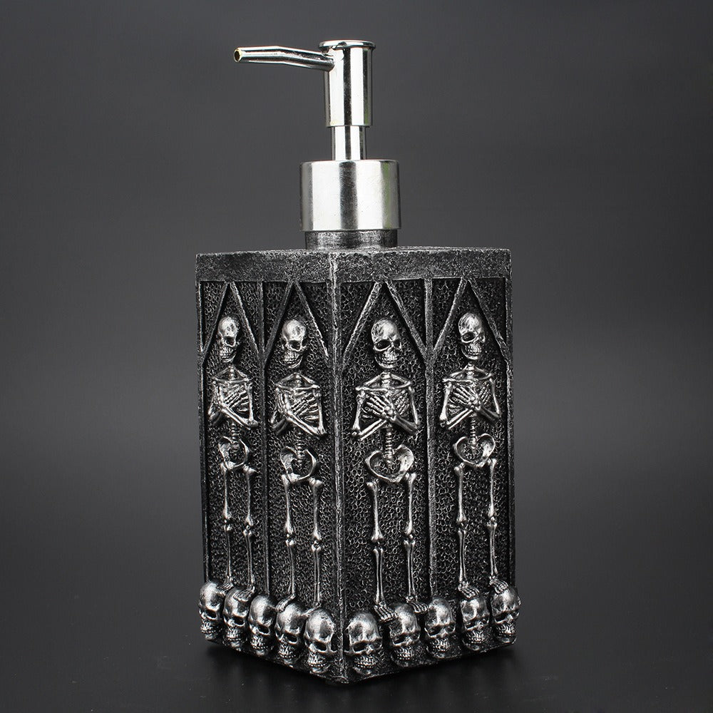 Creative home square bathroom hand sanitizer bottle decoration with a multi sided skull liquid bottle in the underground cave - V.I.P Digital Presence