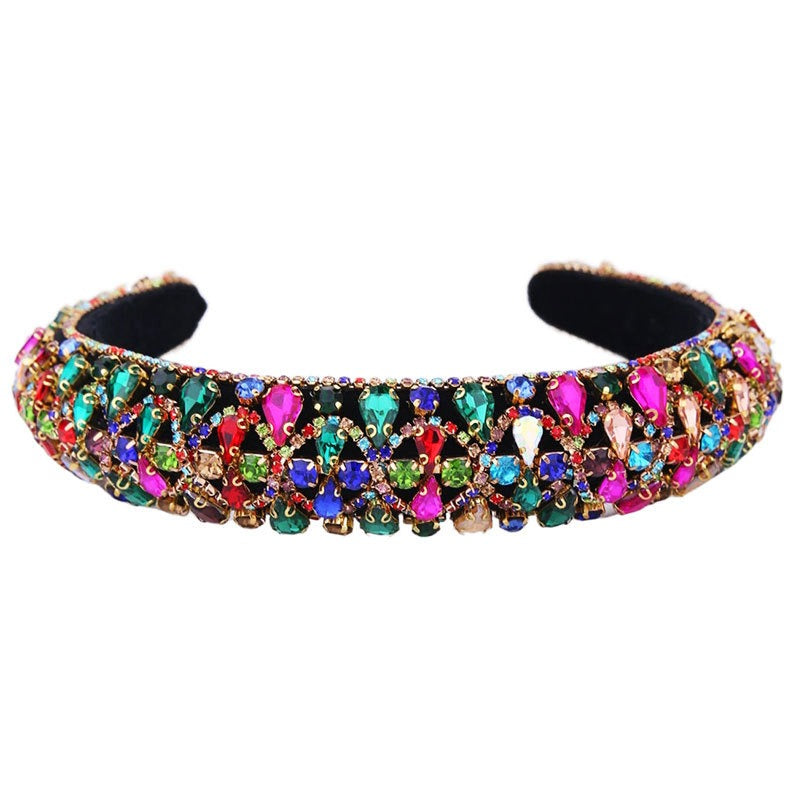 Baroque sparkling colored rhinestone sponge head hoop - V.I.P Digital Presence