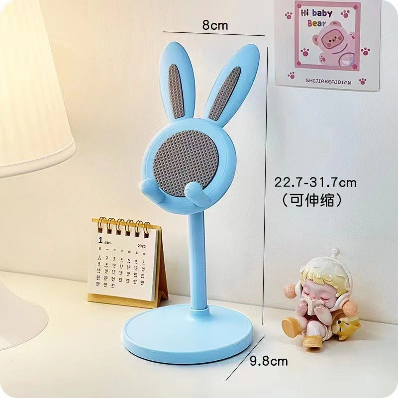 Soporte para teléfono móvil de escritorio con diseño de conejito de dibujos animados, ideal para estudiantes y personas perezosas.