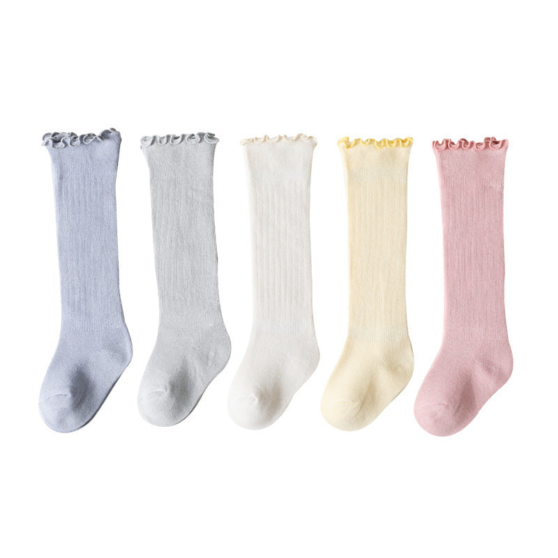 Spring And Summer Children's Socks In The Tube Loose Mouth Fungus Edge Combed Cotton Girls Baby Socks Long Tube Over The Knee Baby Socks - V.I.P Digital Presence