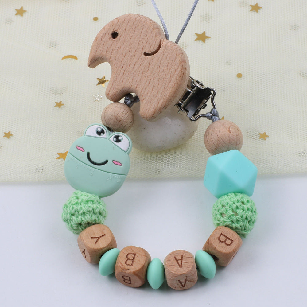 Cadena de silicona para chupete de bebé con diseño de rana de dibujos animados, cadena de pegamento para dientes de haya, juguete anticaída